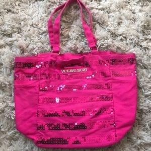 Victoria’s Secret Hot Pink Sequin Tote
